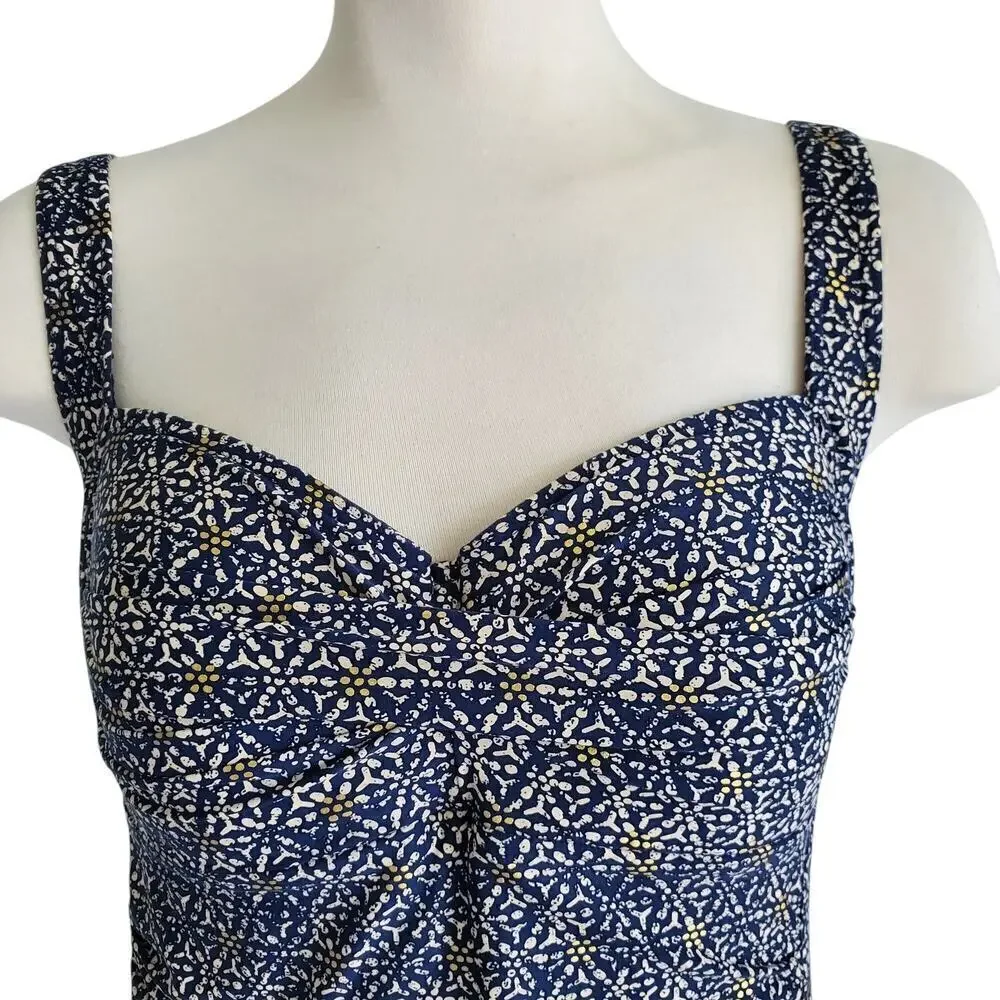 Bond-Eye Australia Nip Tuck Tummy Control Navy Gold Print Swimsuit 12 D/DD